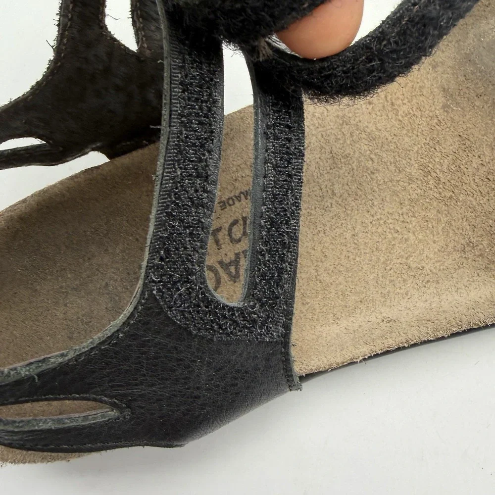 Naot Courtney Classic Flat Sandal Womens 7.5 Soft Black Leather EU 38 Read